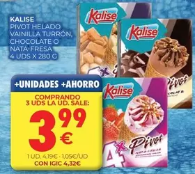 Kalise - Pilot Helado Vainilla Turron Chocolate O Nata-Fresa