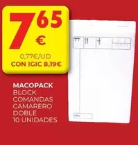 Macopack - Block Comandas Camarero Doble