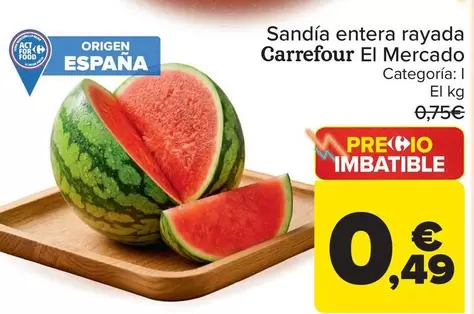 Carrefour El Mercado - Sandia Entera Rayada