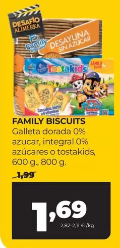 Alimerka - Galleta Dorada 0% Azucar, Integral 0% Azucares O Tostakids