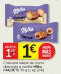 Milka - Croissant Relleno De Crema Chocolate O Vainilla Paquete