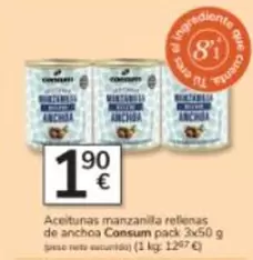 Consum - Aceitunas Manzanilla Rellenas De Anchoa