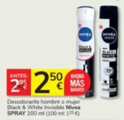 Nivea - Desodorante Hombre O Mujer Black & White Invisible