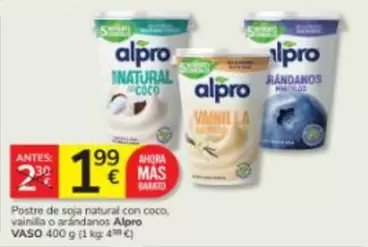 Alpro - Postre De Soja Natural Con Coco Vainilla O Arándanos