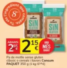 Consum - Pa De Motlle Sense Gluten Classic O Cereals Llavors