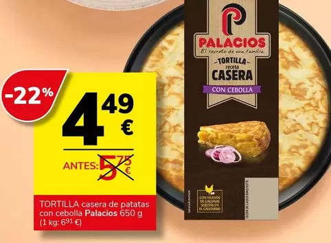 Palacios - Tortilla Casera De Patatas Con Cebolla