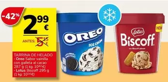 Oreo/Lotus - Tarrina De Helado Sabor Vainilla Con Galleta Al Cacao/Biscoff
