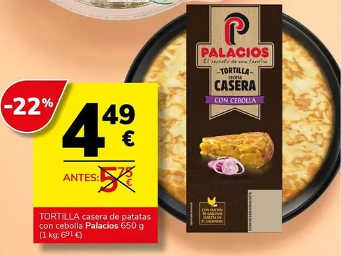 Palacios - Tortilla Casera De Patatas Con Cebolla