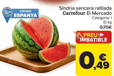 Carrefour El Mercado - Sandia Entera Rayada 