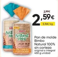 Dia - Pan De Molde Bimbo Natural 100% Sin Corteza
