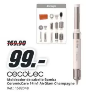cecotec - Moldeador De Cabello Bamba Ceramiccare 14in 1 Airglam Champagne