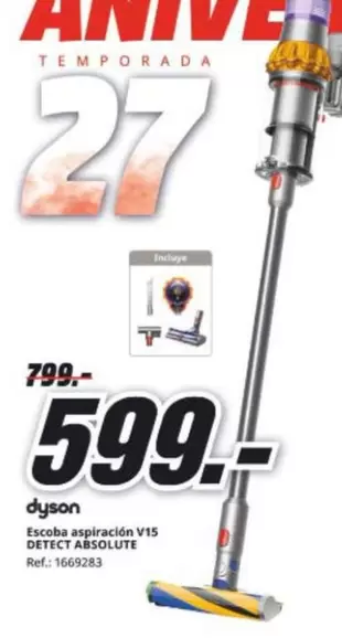 Dyson - Escoba Aspiración V15 Detect Absolute