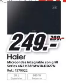 Haier - Microondas Integrable Con Grill Series 4&2 H38fmwid4id27n