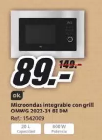 Ok. - Microondas Integrable Con Grill 2022-21 Bi Dm
