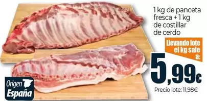 1 Kg De Panceta Fresca + 1 Kg De Costillar De Cerdo