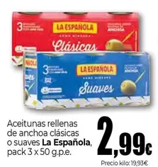 La Española - Aceitunas Rellenas De Anchoa Clasicas O Suaves