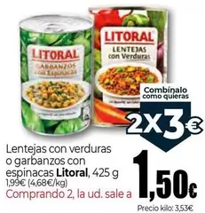 Litoral - Lentejas Con Verduras O Garbanzos Con Espinacas