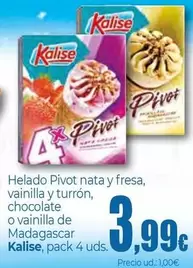 Kalise - Helado Pivot Nata Y Fresa Vanilla Y Turron, Chocolate O Vanilla De Madagascar