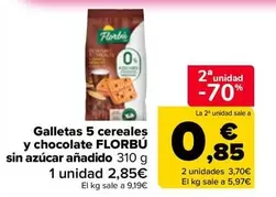 florbu - Galletas 5 Cereales Y Chocolate Sin Azucar Anadido