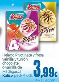 Kalise - Helado Pivot Nata Y Fresa, Vainilla Y Turrón, Chocolate O Vainilla De Madagascar