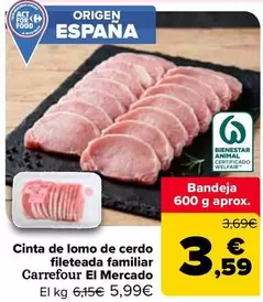 carrefour - Cinta De Lomo De Cerdo Fileteada Familiar