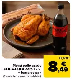 Coca-Cola - Menu Pollo Asado + Coca-cola Zero + Barra De Pan