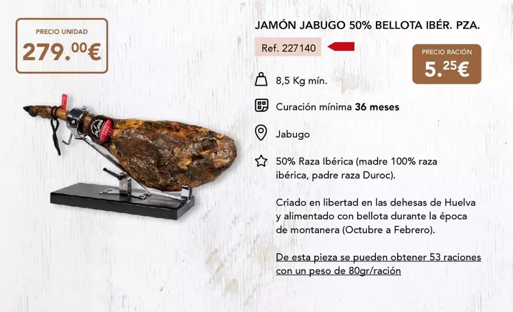 Jamón Jabugo 50% Bellota Ibér.