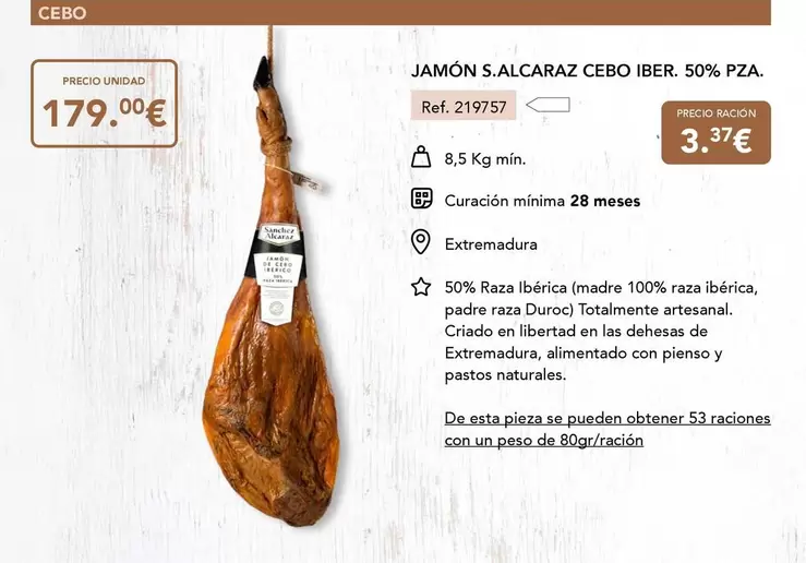 Sánchez Alcaraz - Jamón Cebo Iber. 50%
