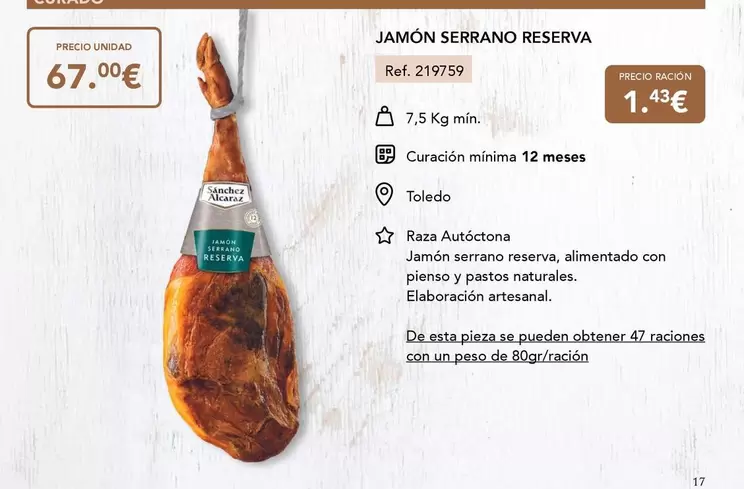 Sánchez Alcaraz - Jamón Serrano Reserva
