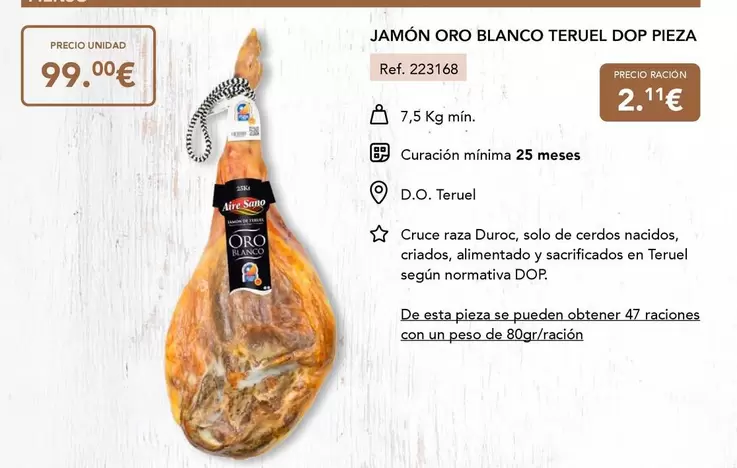 Oro - Jamon  Blanco Teruel DOP Pieza