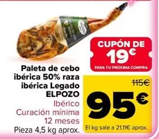 El Pozo - Paleta De Cebo Ibérica 50% Raza Ibérica Legado