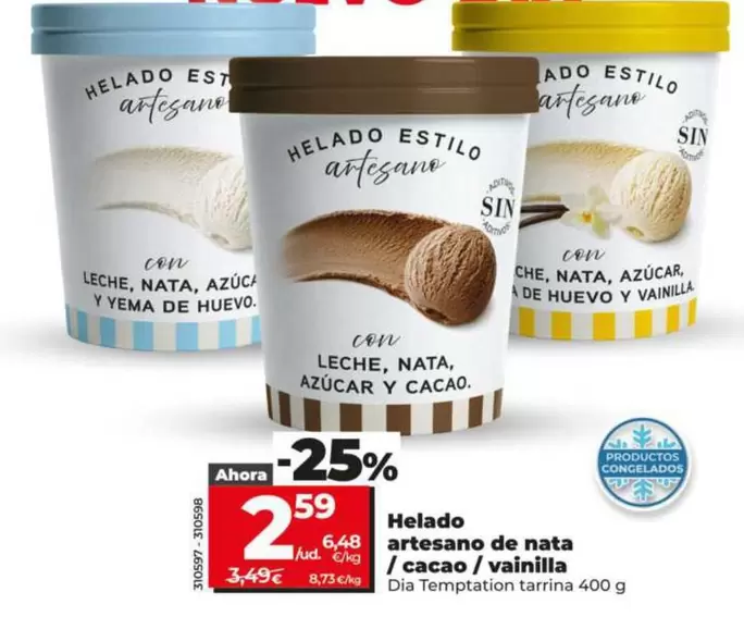 Dia Temptation - Helado Artesano De Nata/Cacao/Vainilla