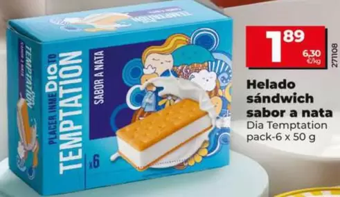 Dia Temptation - Helado Sándwich Sabor A Nata 