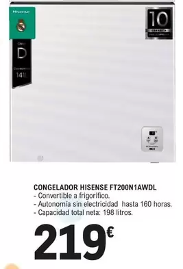 Hisense - Congelador FT200N1AWDL