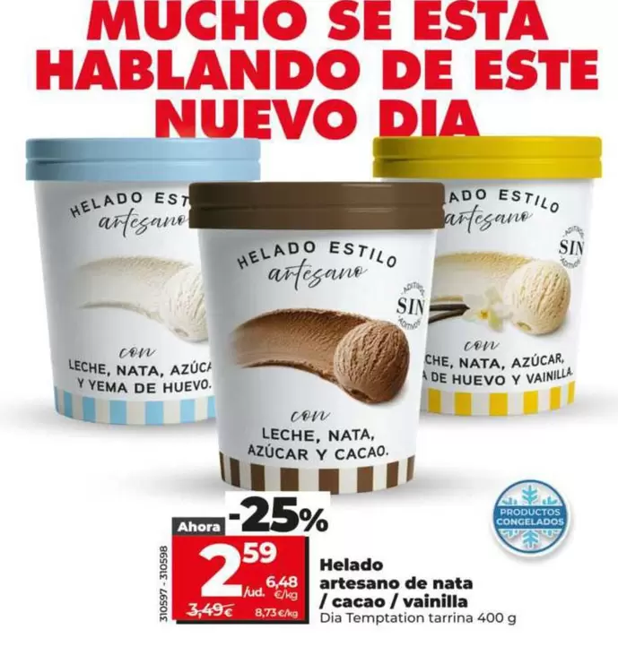 Dia Temptation - Helado Artesano De Nata/Cacao/Vainilla