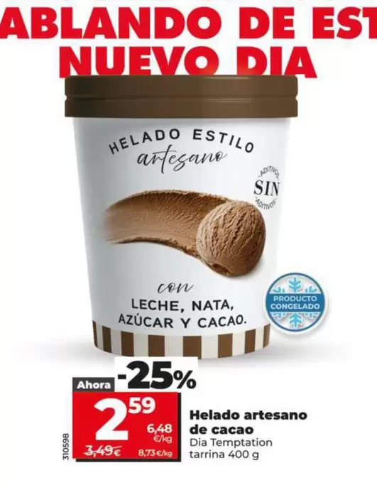 Dia Temptation - Helado Artesano De Cacao