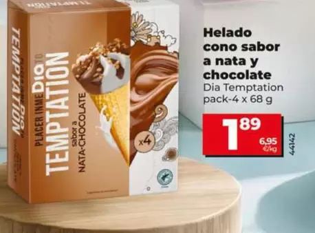Dia Temptation - Helado Cono Sabor A Nata Y Chocolate