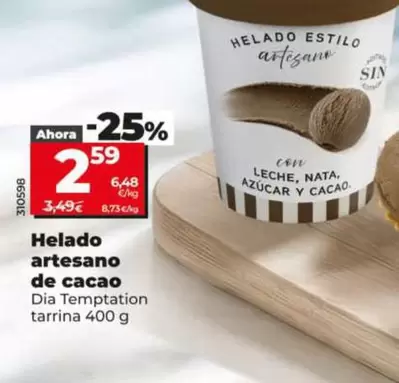 Dia Temptation - Helado Artesano De Cacao 