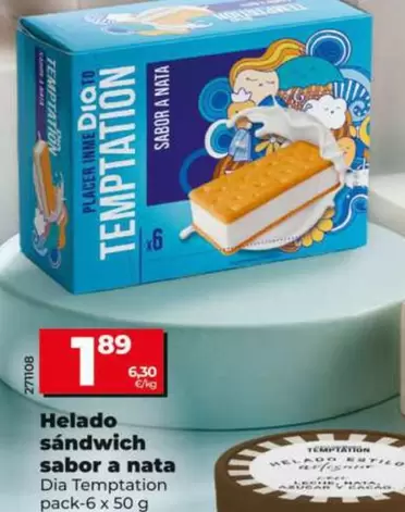 Dia Temptation - Helado Sándwich Sabor A Nata