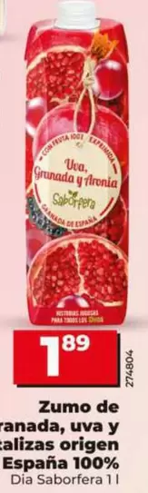 Dia Saborfera - Zumo De Granada, Uva Y Hortalizas Origen España 100% 