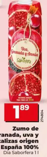 Dia Saborfera - Zumo De Granada, Uva Y Hortalizas Origen España 100% 