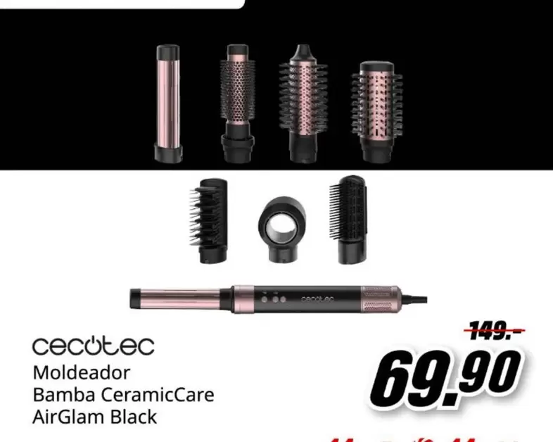cecotec - Moldeador Bamba Ceramiccare AirGlam Black