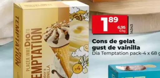 Dia Temptation - Helado Cono Sabor A Vainilla 