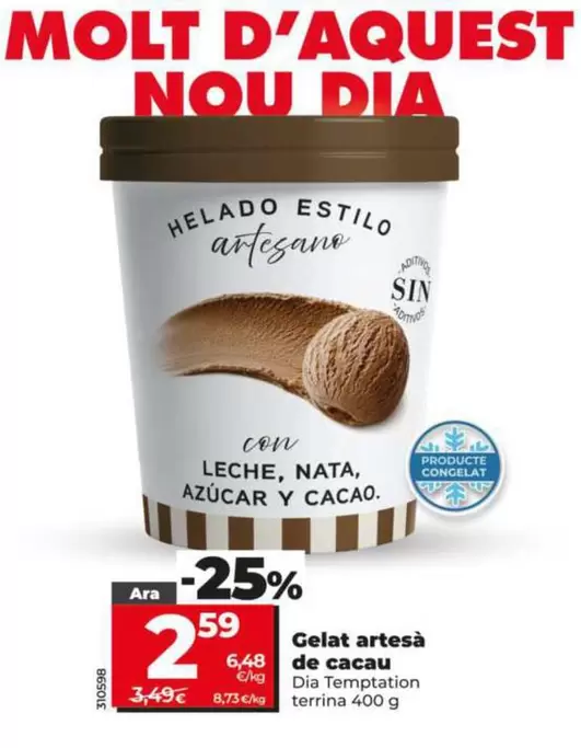 Dia Temptation - Helado Artesano De Cacao