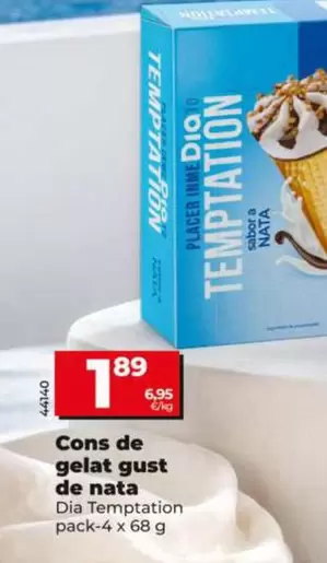 Dia Temptation - Helado Cono Sabor A Nata 