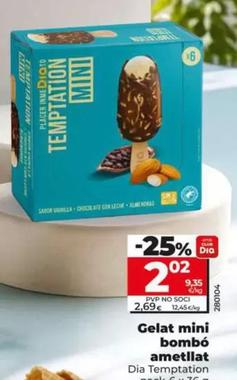 Dia Temptation - Helado Mini Bombón Almendrado
