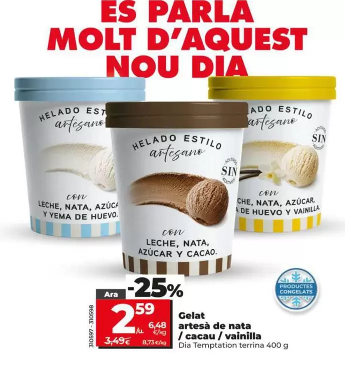 Dia Temptation - Helado Artesano De Nata/Cacao/Vainilla