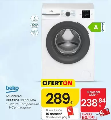 Beko - Lavadora VBM3WFU37213WA