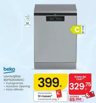 Beko - Lavavajillas BDFN26440XC