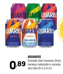 Aquarius - Granada, Kiwi-manzana, Limón, Naranja, Melocotón O Naranja Zero Lata